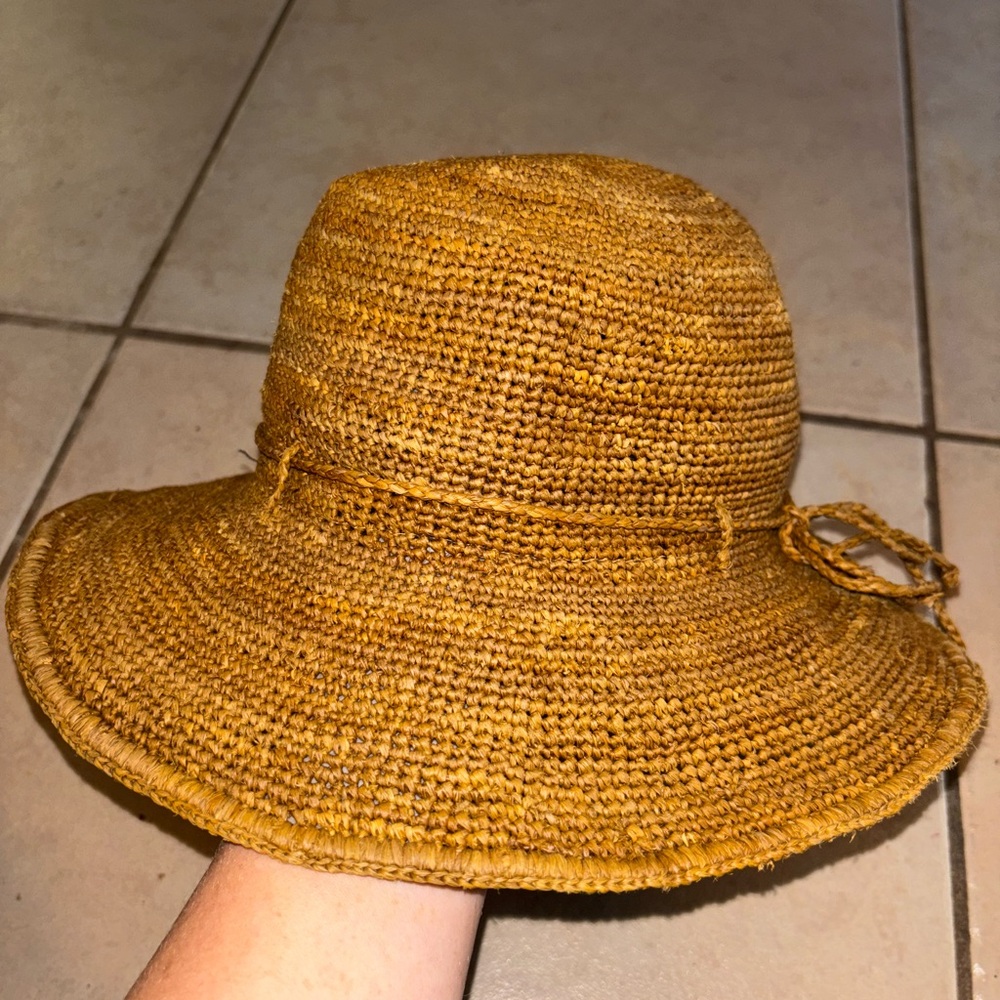 Madagascar made Raffia Woven Hat Gardening Sun Handmade - Picture 2 of 7